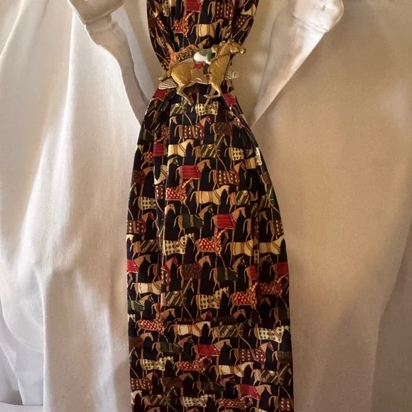 Necktie Horse Pattern Tie with brooch - Picture 2 of 3